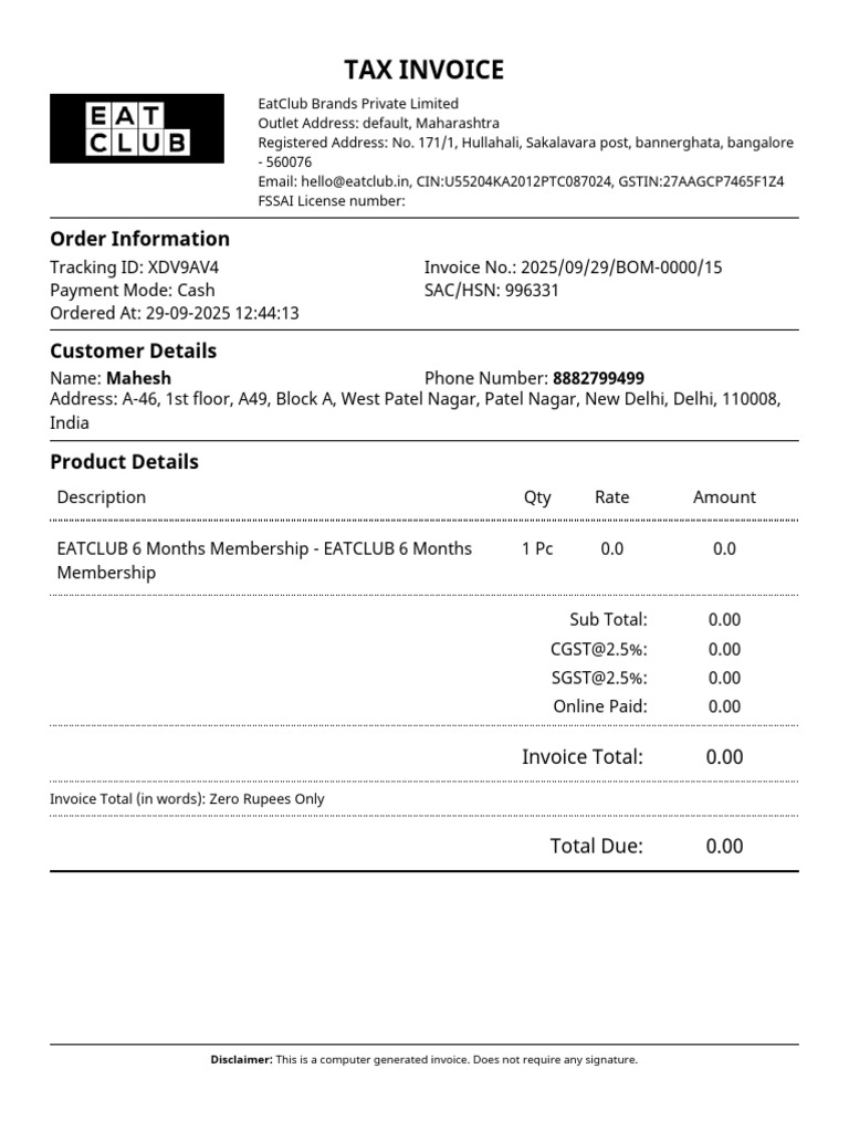 Eatclub XDV9AV4 | PDF