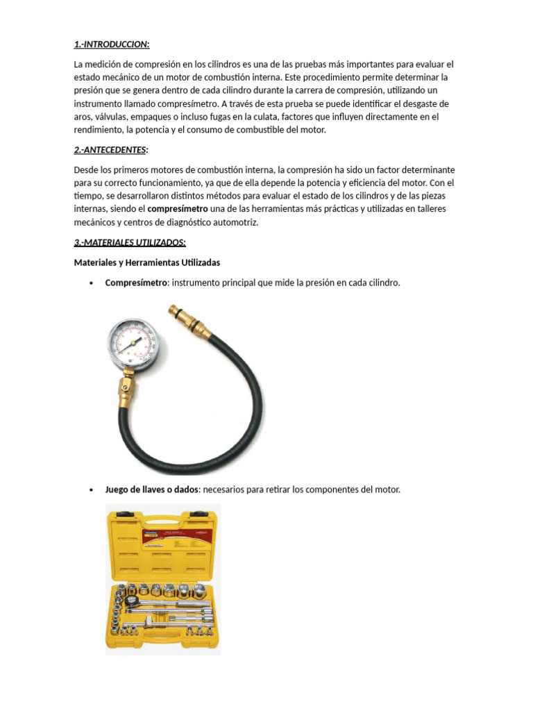 COMPRESIMETRO | PDF | Motor de combustión interna | Pistón