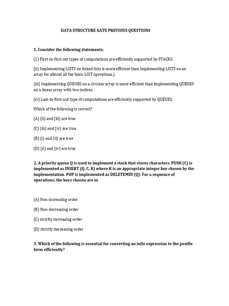 Datastructure Gate Questions | PDF | Queue (Abstract Data Type ...