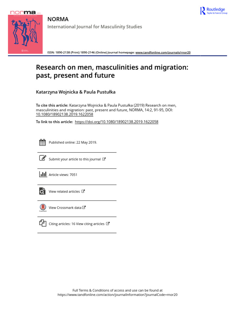 Research On Men Masculinities and Migration Past Present and Future ...