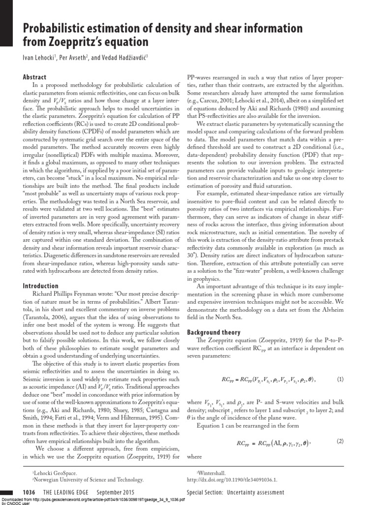 Probabilistic Estimation of Density and Shear Information | PDF ...