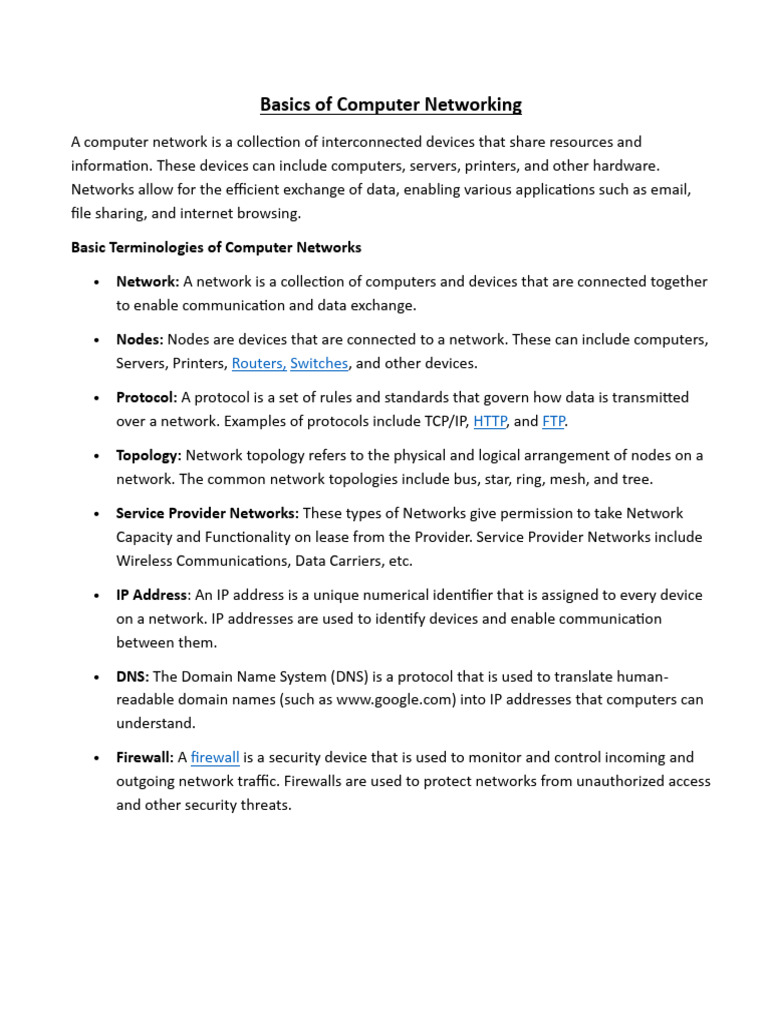 Basics of Computer Networking | PDF | Computer Network | Cloud Computing