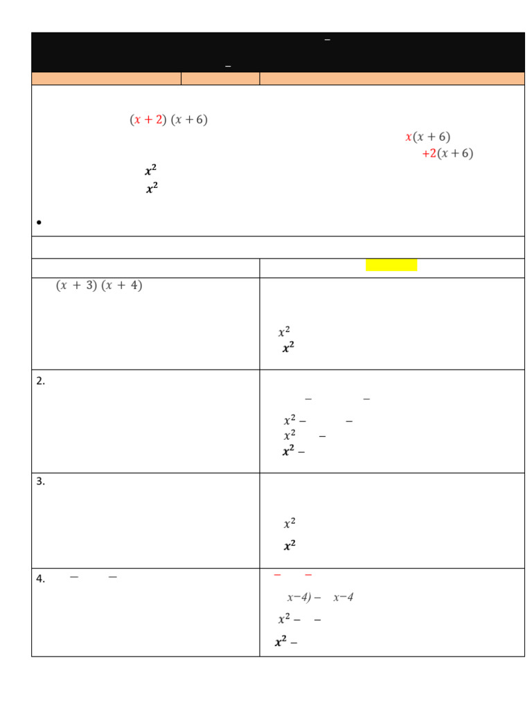 CSEC MATH LESSON 22 Expanding Quadratic Factors | PDF