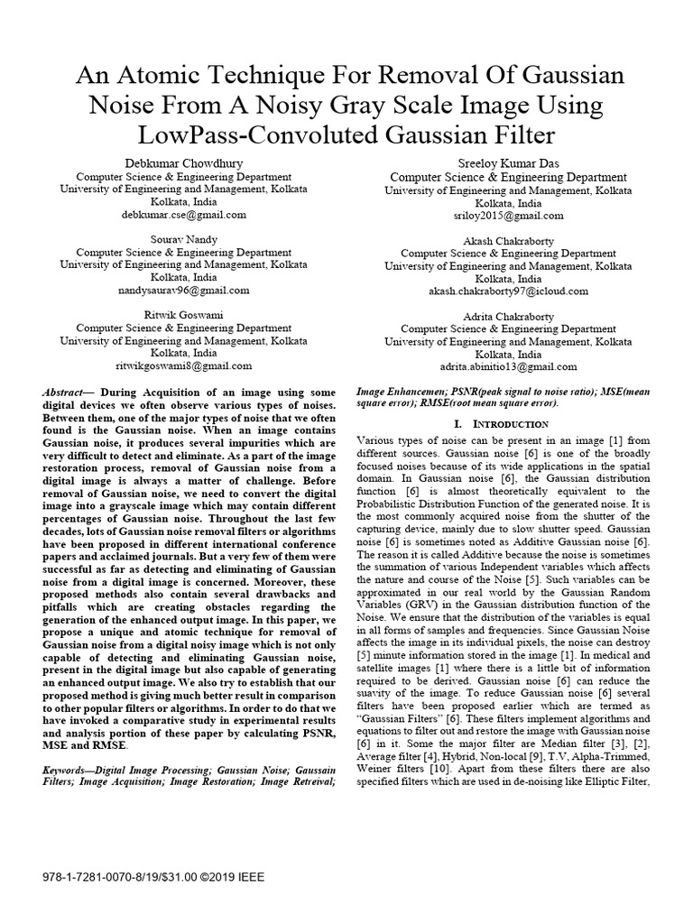 Gaussian Filter | PDF | Telecommunications Engineering | Image Processing