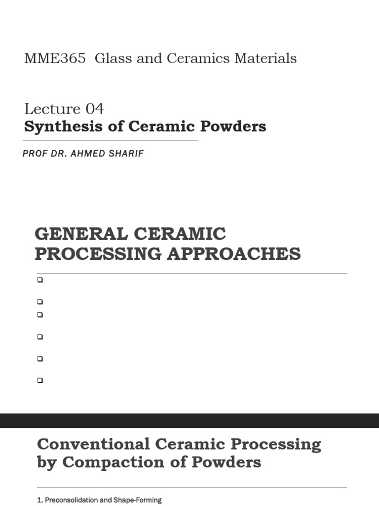 Lecture 4 Synthesis of Ceramic Powders | PDF