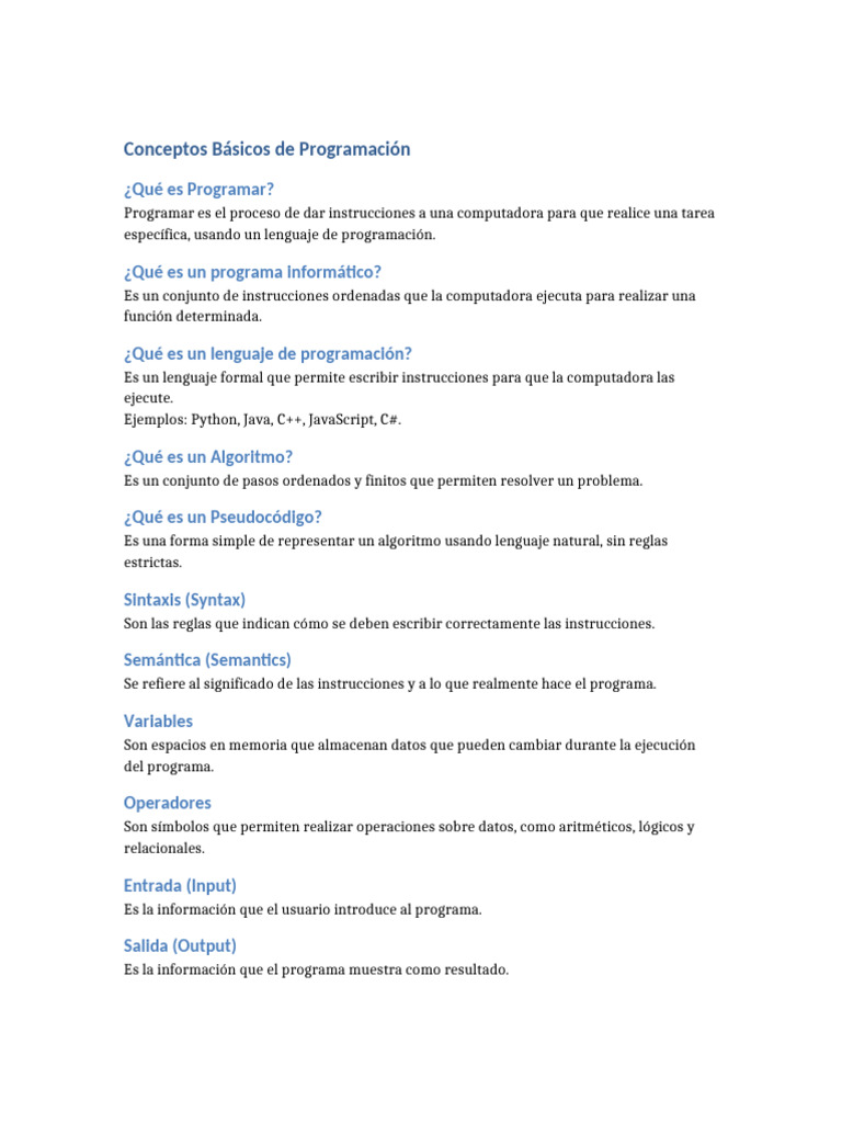 Conceptos Basicos de Programacion | PDF
