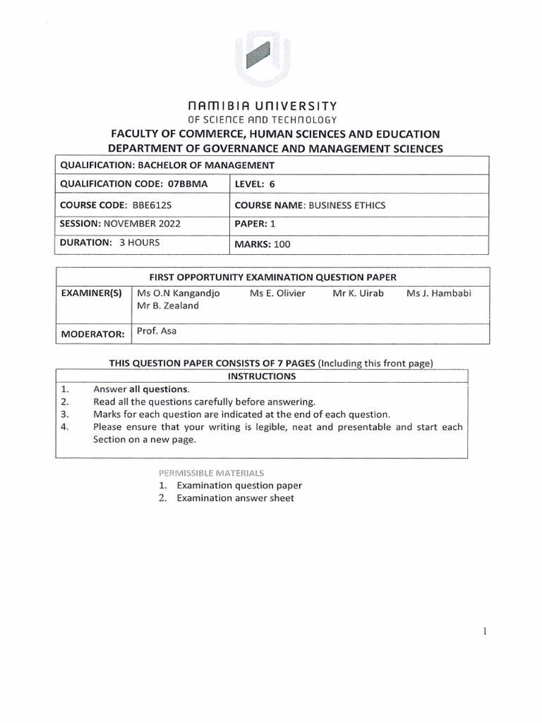 BBE Past Exam Paper 1 | PDF | Market (Economics) | Discrimination