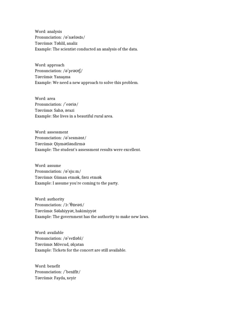 Words List | PDF