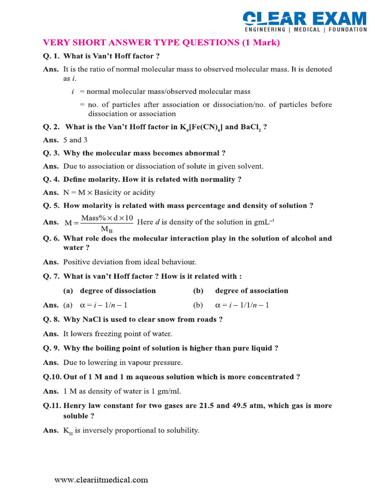 Chapter 2 Very Short Answer | PDF