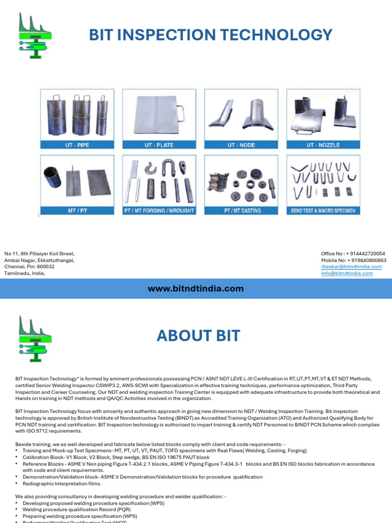 Bit Flaw Specimen Brochure | PDF | Nondestructive Testing | Electric ...