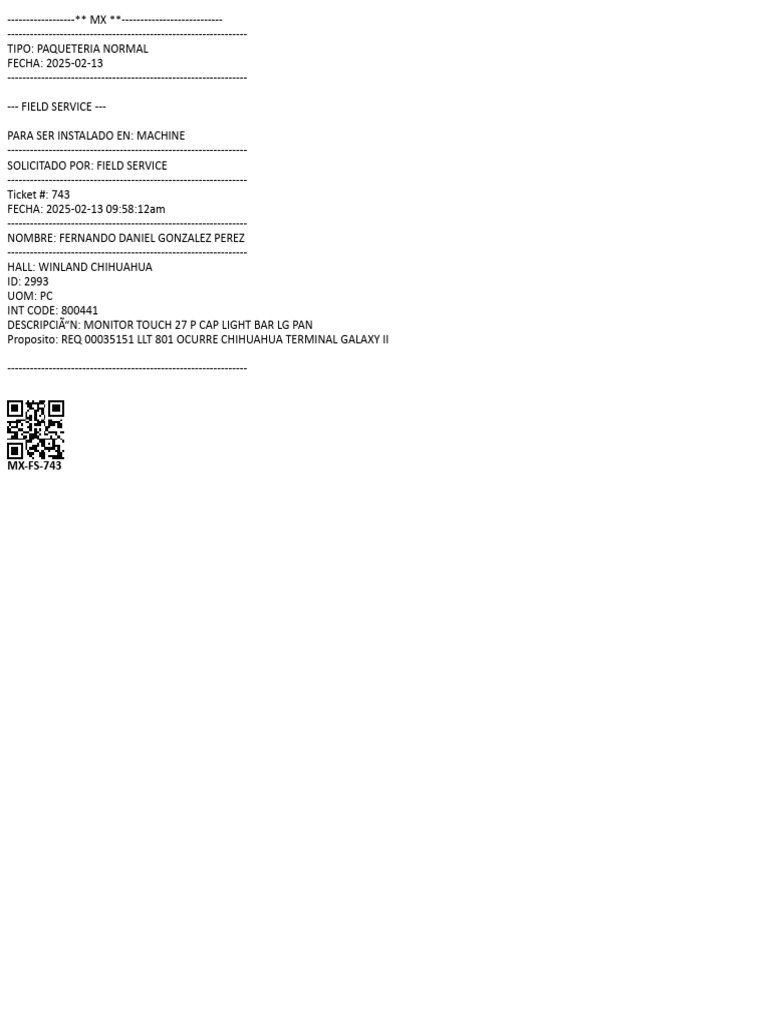 Ticket Sin Falla Reportada | PDF