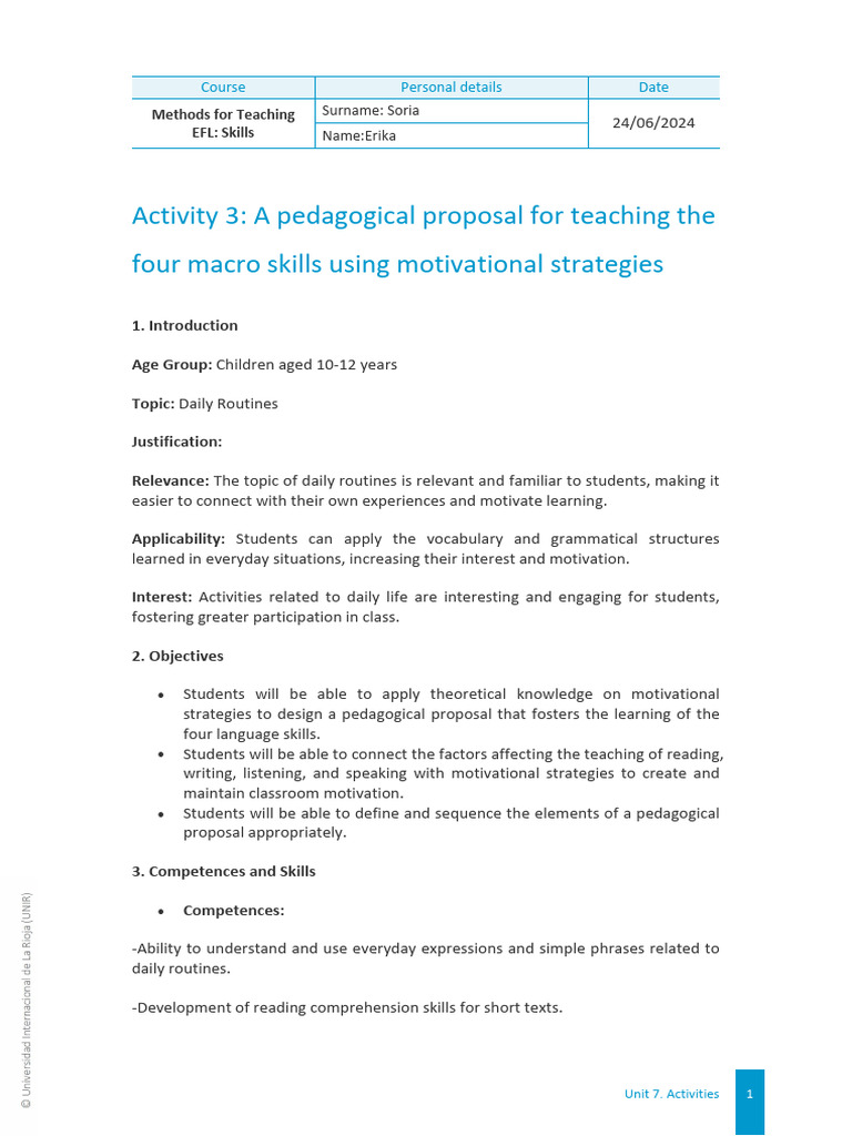 Activity 3 A Pedagogical Proposal | PDF | Reading Comprehension ...