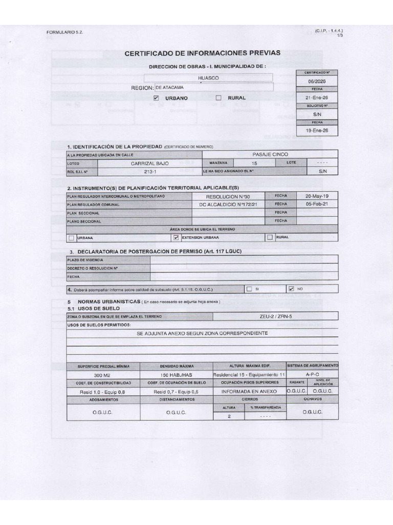 Cert Inf Previas | PDF