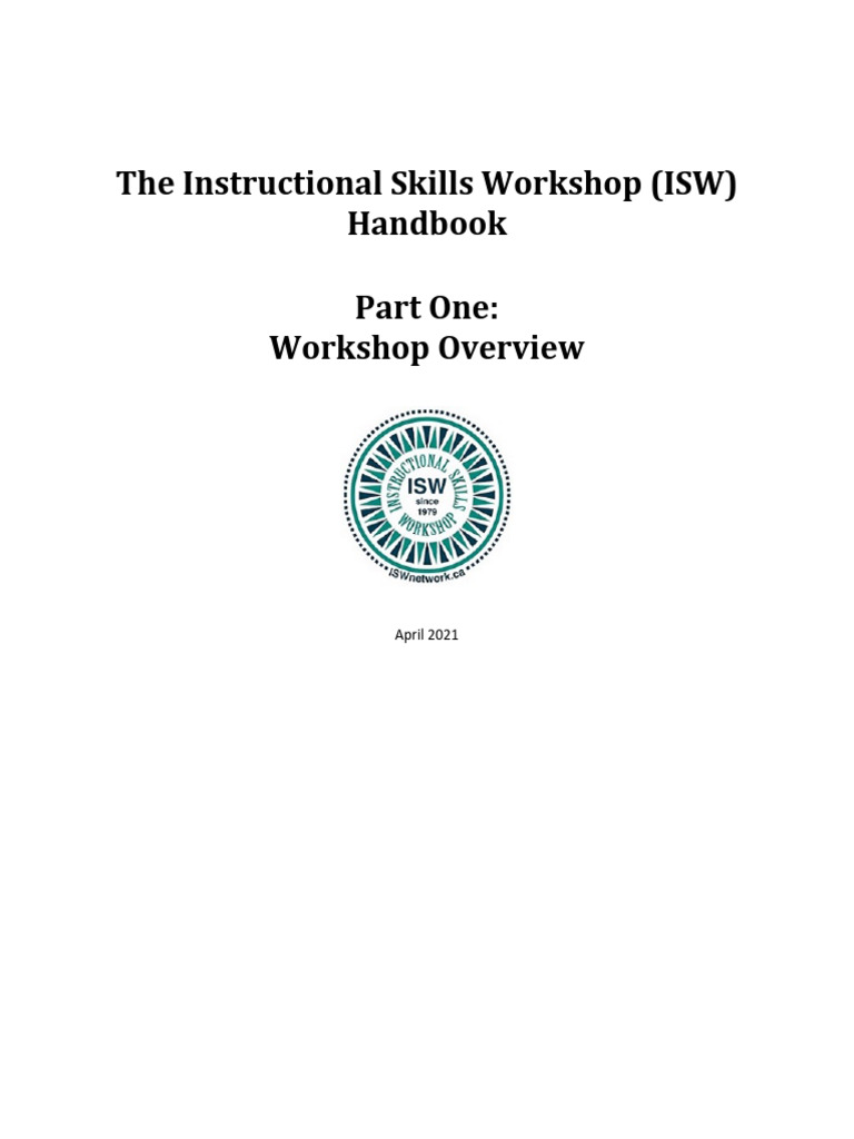 The Instructional Skills Workshop (ISW) Handbook Part One: Workshop ...