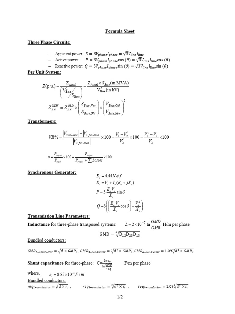 ECE360 Quiz1 Midterm Formula Sheet PDF | PDF | Physical Quantities ...
