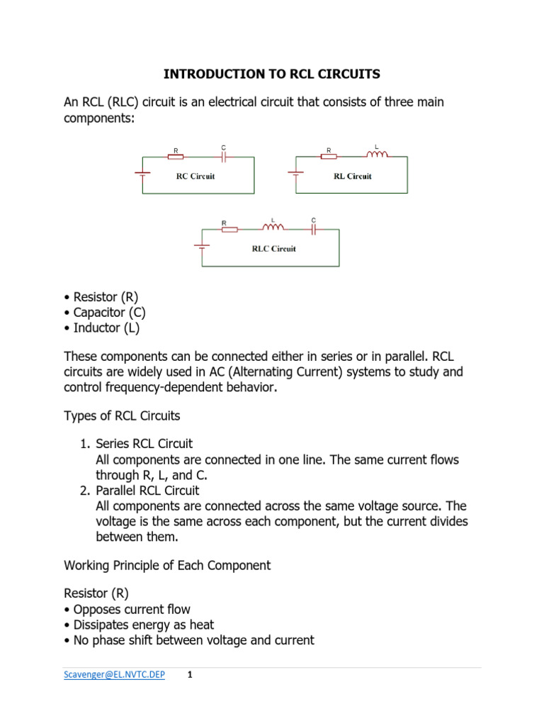 RLC Notes 01 | PDF | Inductor | Capacitor