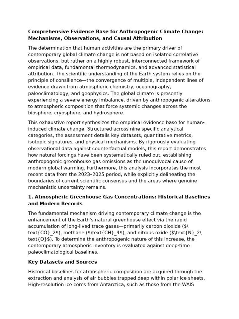 Comprehensive Evidence Base For Anthropogenic Climate Change | PDF ...