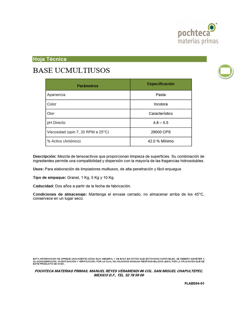 Ficha Tecnica Base Uc Multiusos | PDF