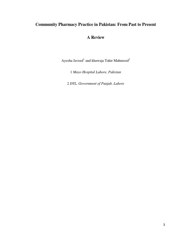 Community Pharmacy Practice in Pakistan | PDF | Pharmacy | Pharmacist