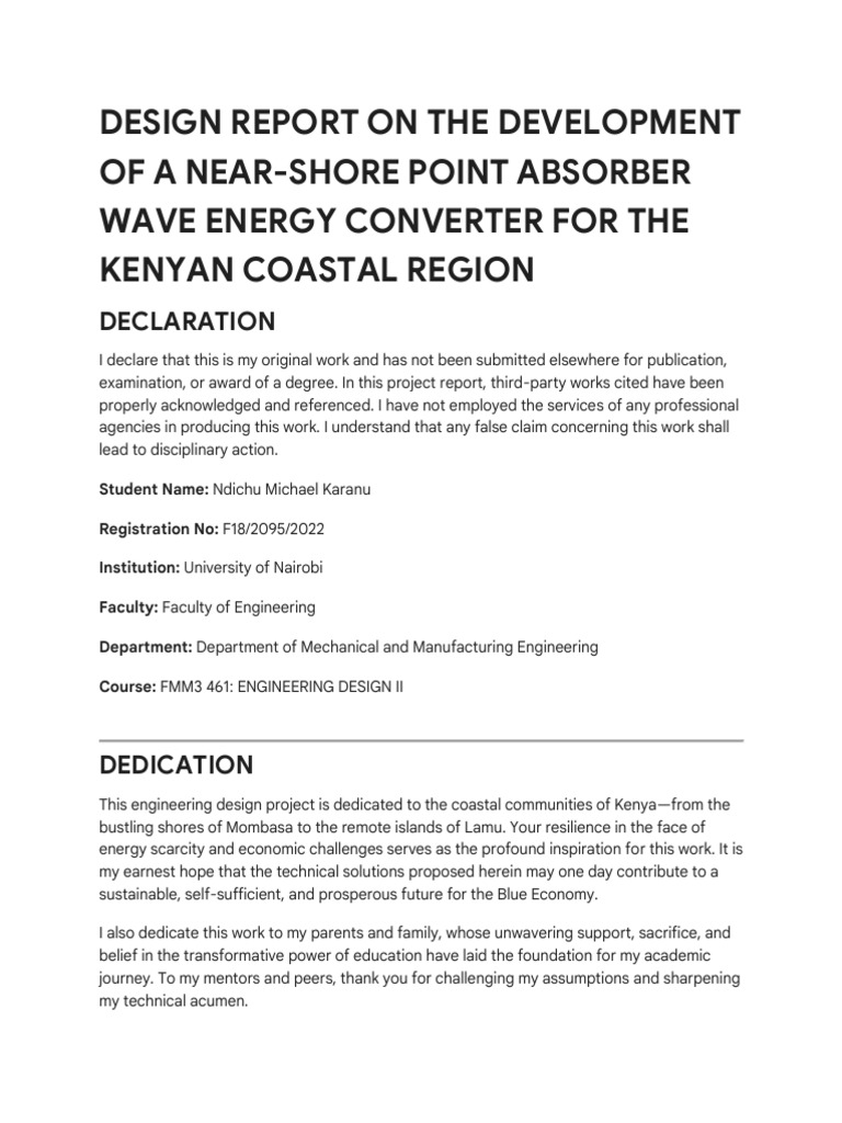 Wave Energy Converter Project Report | PDF | Waves