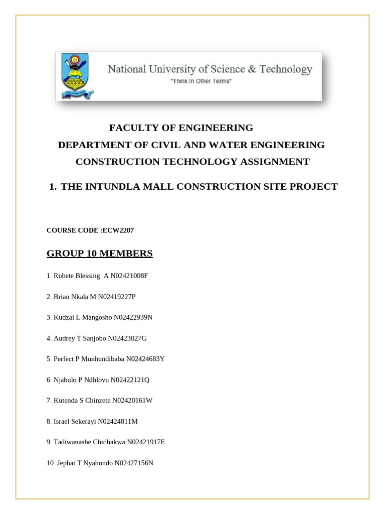 Construction Technology Assignment Project | PDF | Personal Protective ...