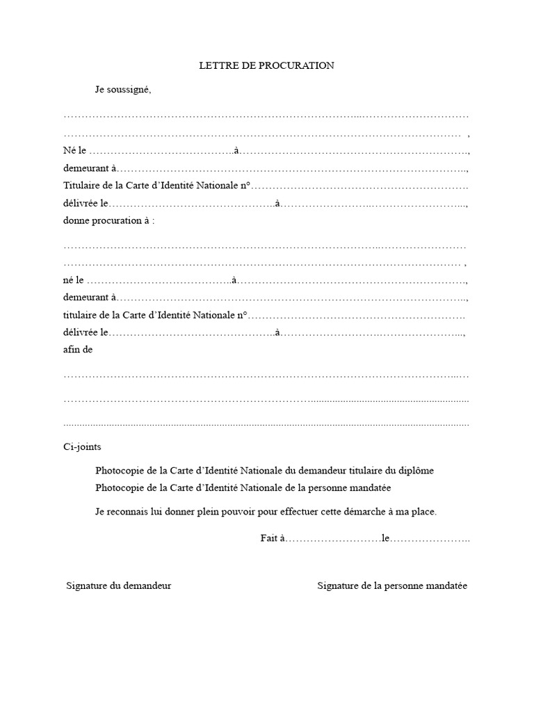 Lettre de Procuration | PDF