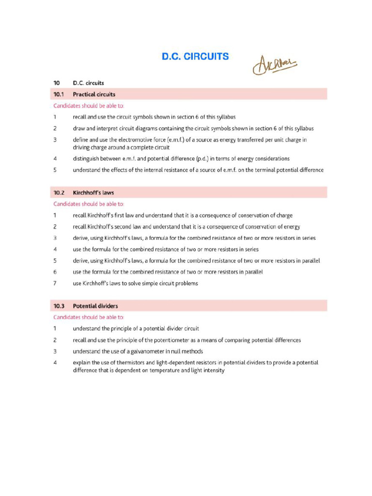 DC Circuits 22 Syllabus | PDF