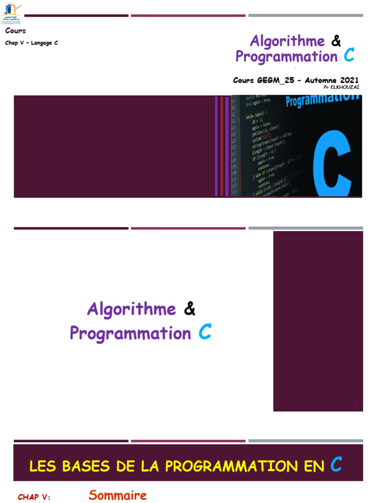 Algo & Program 1 - Langage C | PDF | Langage de programmation ...