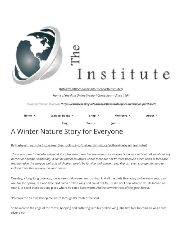 A Winter Nature Story For Everyone - Earthschooling | PDF | Trees