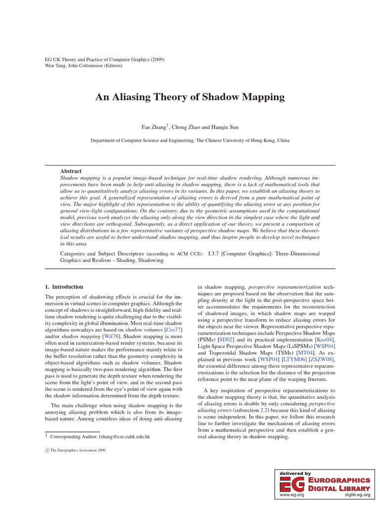 An Aliasing Theory of Shadow Mapping | PDF | Computer Graphics | Graphics
