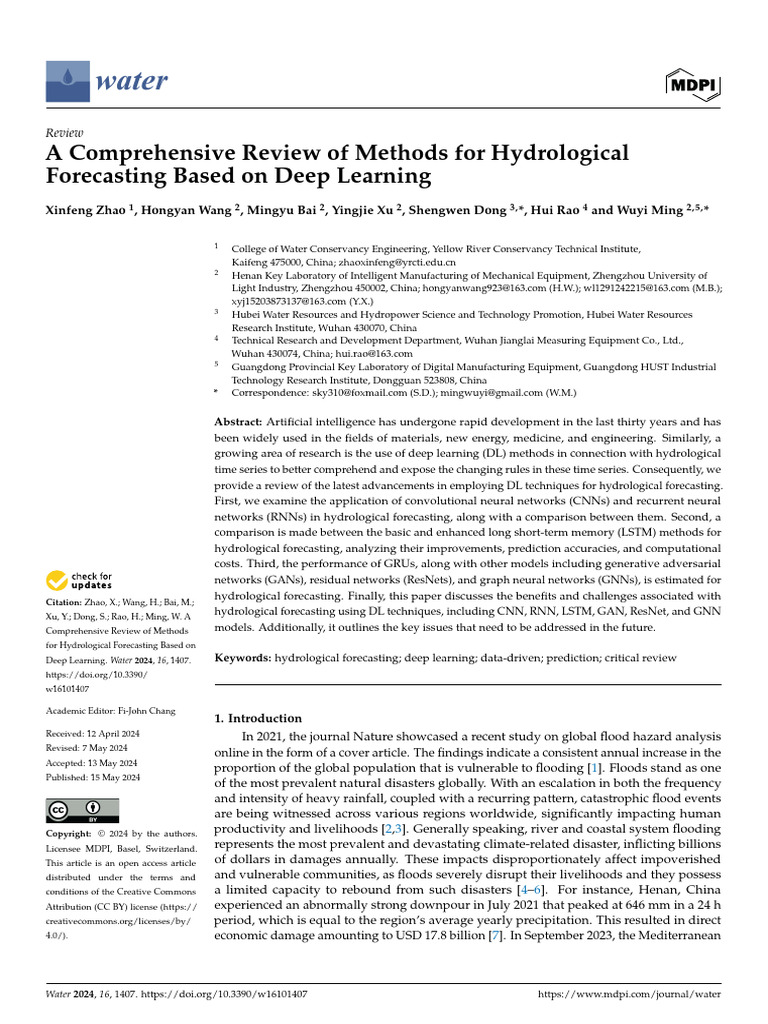 A Comprehensive Review of Methods For Hydrological Forecasting Based On ...