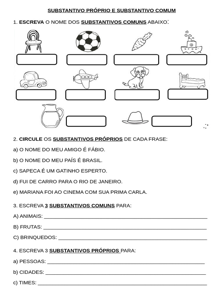 Português - Substantivo Próprio e Substantivo Comum Revisado | PDF