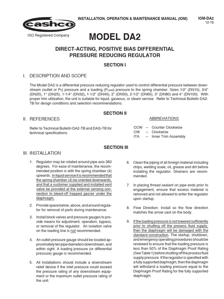 Da2 Iom | PDF | Valve | Pipe (Fluid Conveyance)