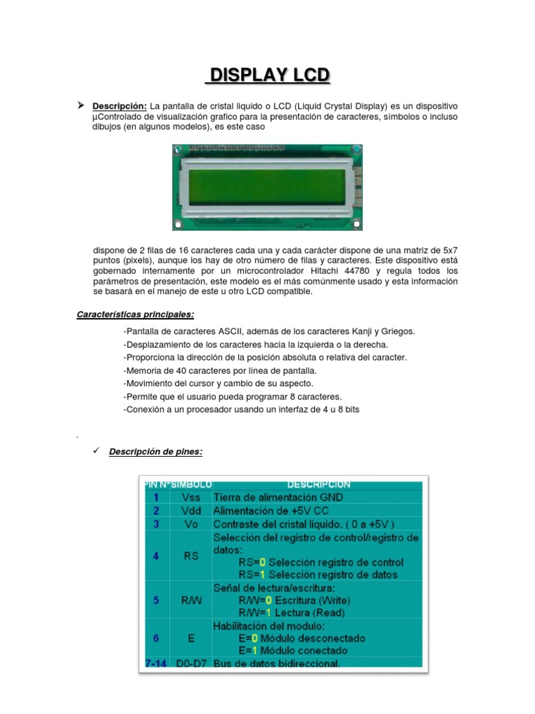 Display Lcd1 | PDF | Pantalla de cristal líquido | Ingenieria Eléctrica