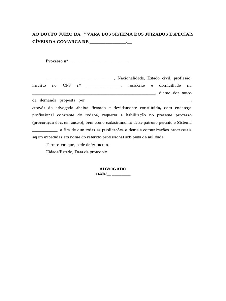 Pedido de Habilitação - Modelo | PDF