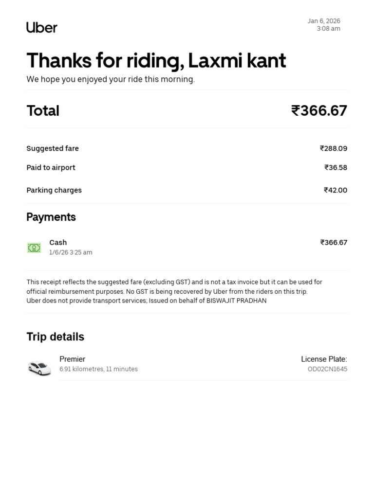 Cab Bill | PDF