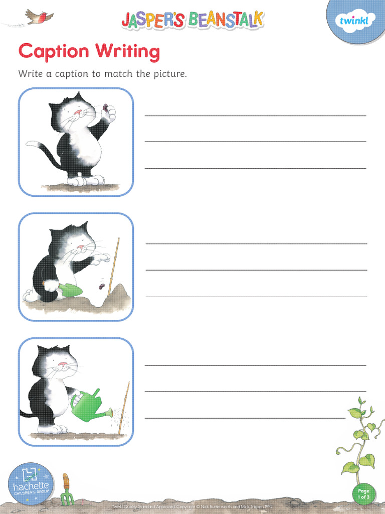 Jaspers Beanstalk Caption Writing Activity Super Eco Colour Ver 4 | PDF