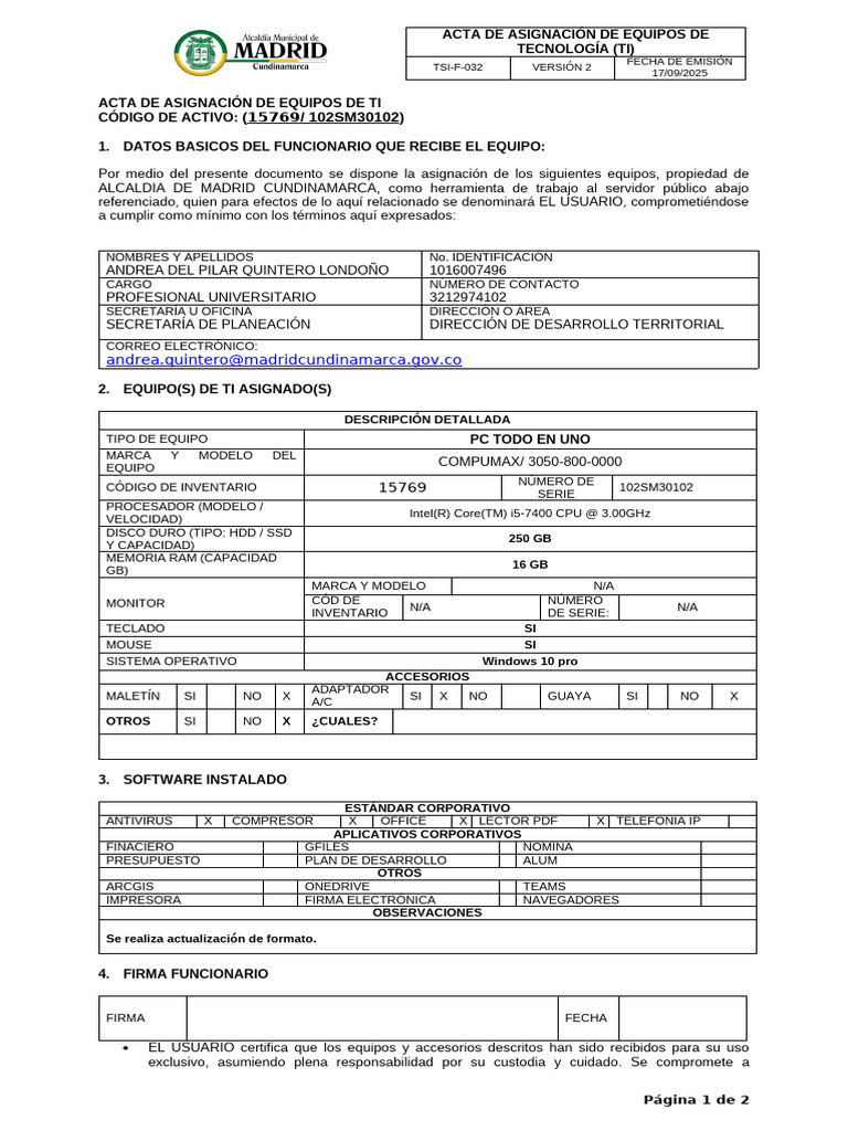 Andrea Del Pilar Quintero 15769 | PDF | Disco duro | Tecnología de ...