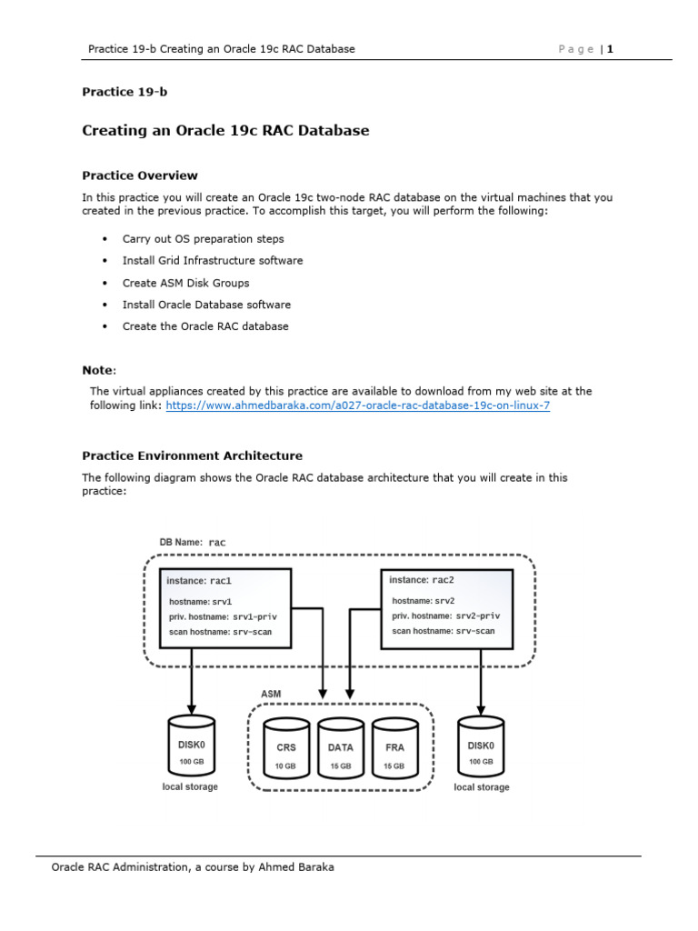 Practice+19 b+Creating+an+Oracle+19c+RAC+Database | PDF | Installation ...