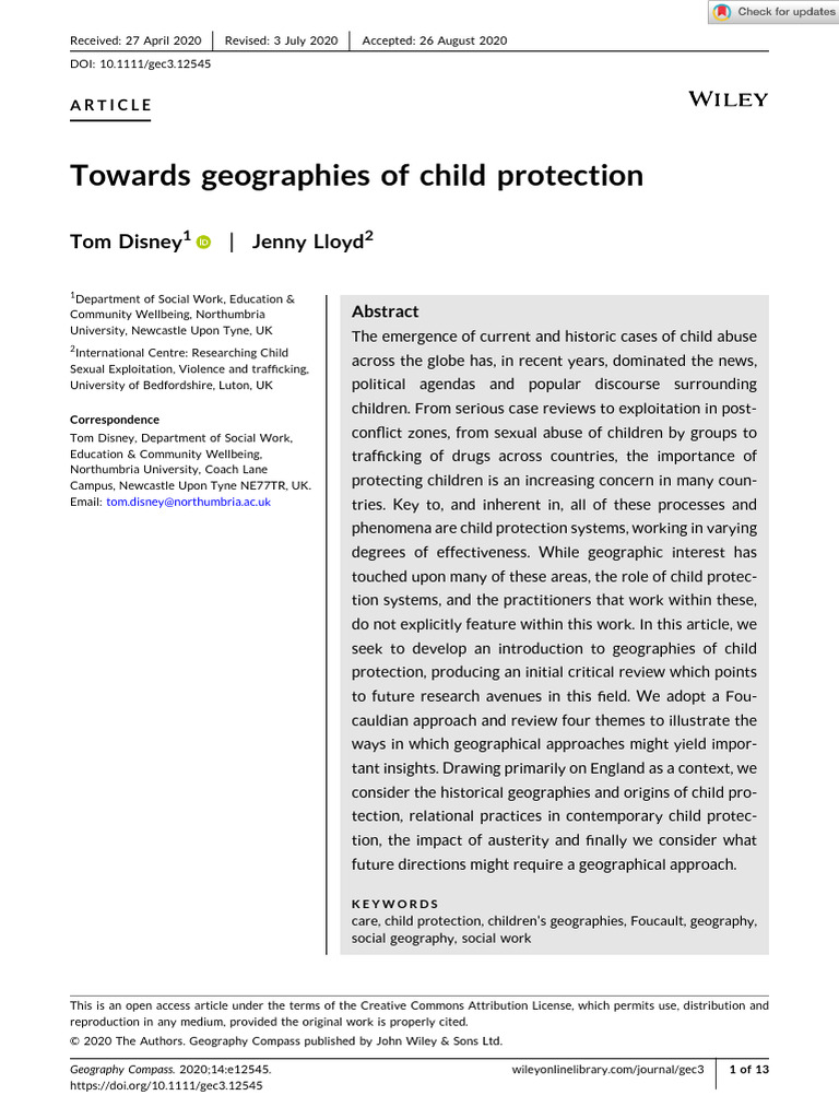 Geography Compass - 2020 - Disney - Towards Geographies of Child ...