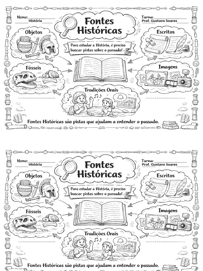 Fontes Históricas Folha Dupla Colorir | PDF
