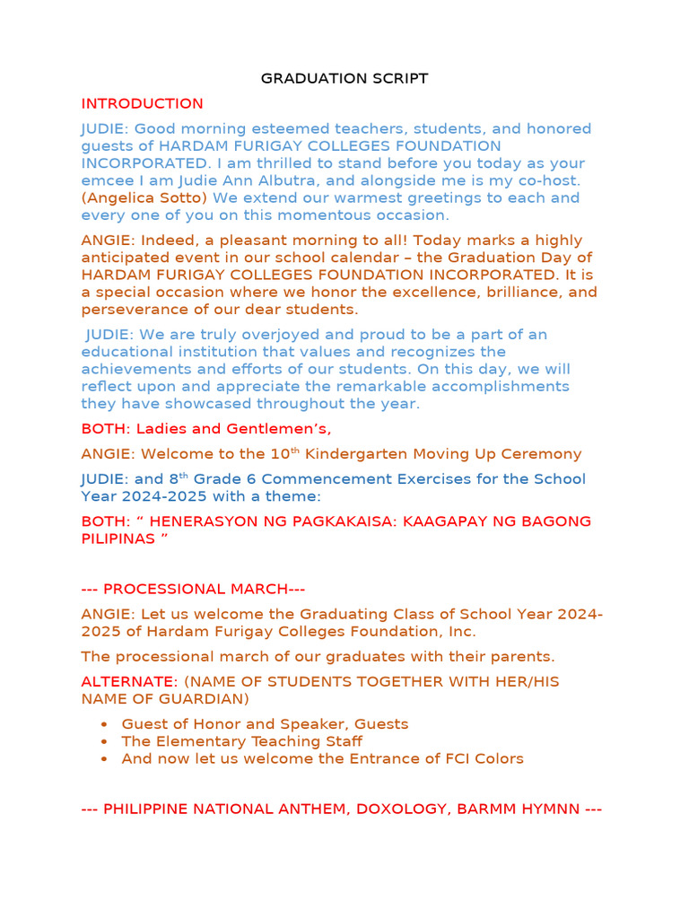 Graduation Script 094140 | PDF