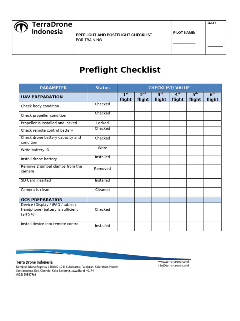 Preflight & Postflight Checklist - General | PDF | Unmanned Aerial ...