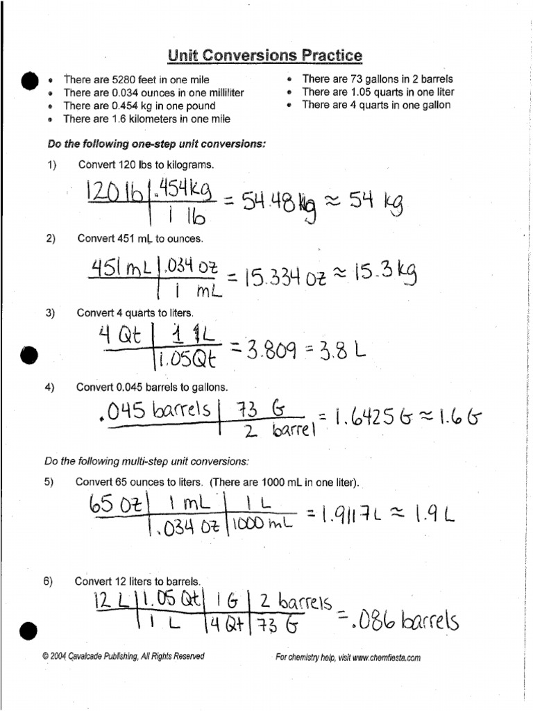 Ak Unit Conversion Practice 2 | PDF