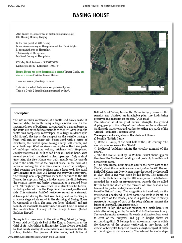 Basing House (The Gatehouse Record) | PDF | Fortification | Castle