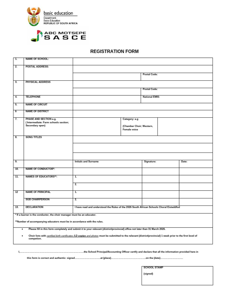 2026 Sasce Registration Form | PDF | Chess Theory