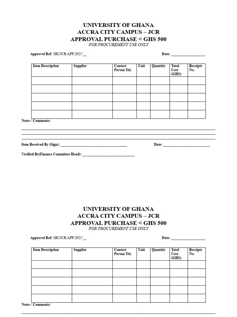 Approval Purchase Less Than Ghs 500 | PDF