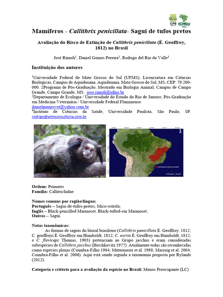 Ficha Tecnica - Callithrix Penicillata | PDF