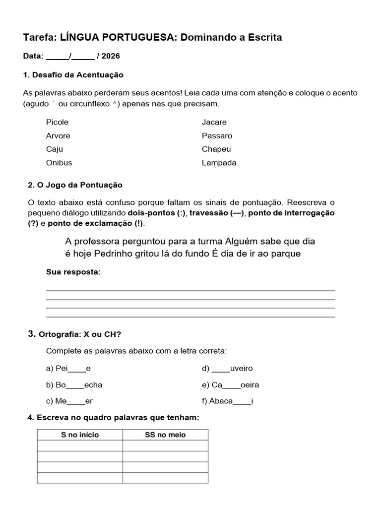 1 Tarefa - LÍNGUA PORTUGUESA - Dominando A Escrita | PDF