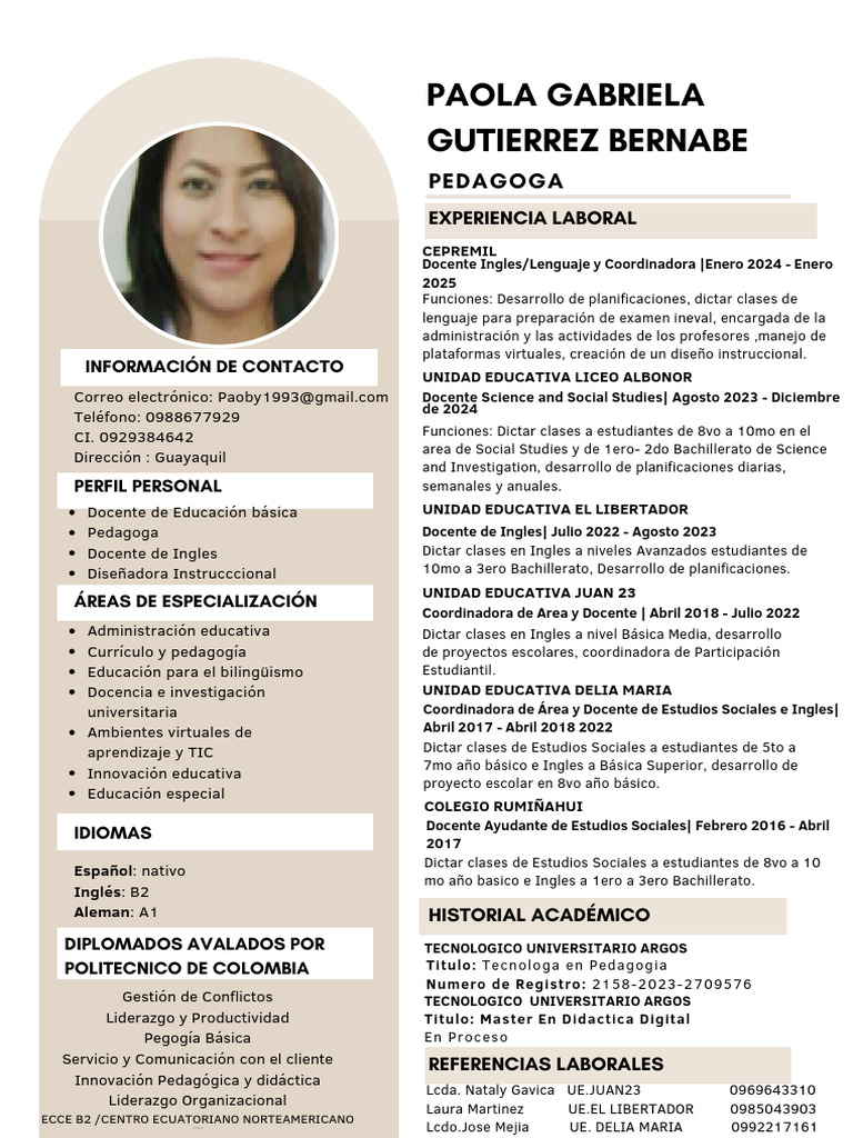 GutierrezPaola CV Act 2025 (1) | PDF | Maestros | Pedagogía